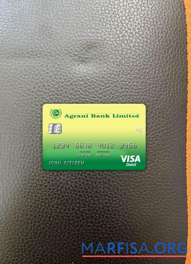 Blank Bangladesh Agrani bank visa card photolook front example